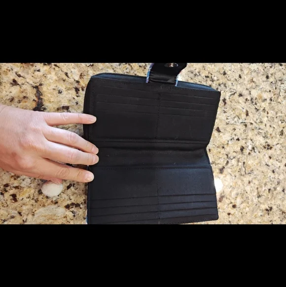 Blue Patterned Women's Fabric Clutch Wallet - Picture 5 of 12